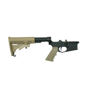 [COMPLETE AMBI BOLT RELEASE LOWER] UAR Ambidextrous Bolt Release Lower w/M4 Stock, FDE